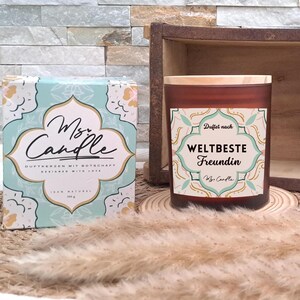 Gift for girlfriend Scented candle with saying Birthday gift for best friend Soy wax candle with message World&#39;s best friend