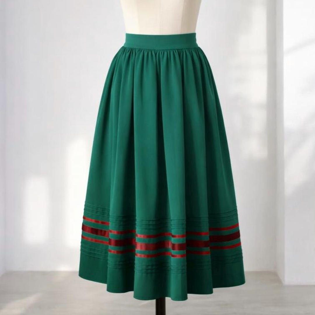Pleated Maxi Skirt – Boho Folk Inspired Skirt – Ethnic Traditional ...