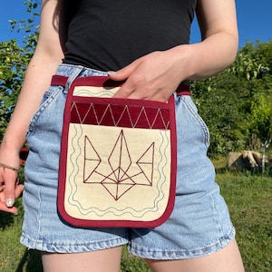 Ukrainian Embroidered Pouch with Tryzyb | Ethnic Belt Bag