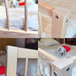 handcrafted kids bed with rails - smooth knot-free pine wood