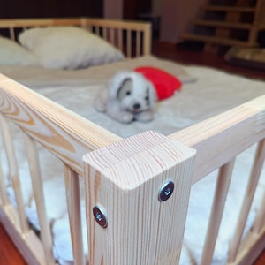 Scandinavian style kids bedroom wooden bed