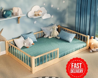 Montessori Floor Bed UK | Solid Pine Toddler Bed Frame | Single Small Double | Free Delivery