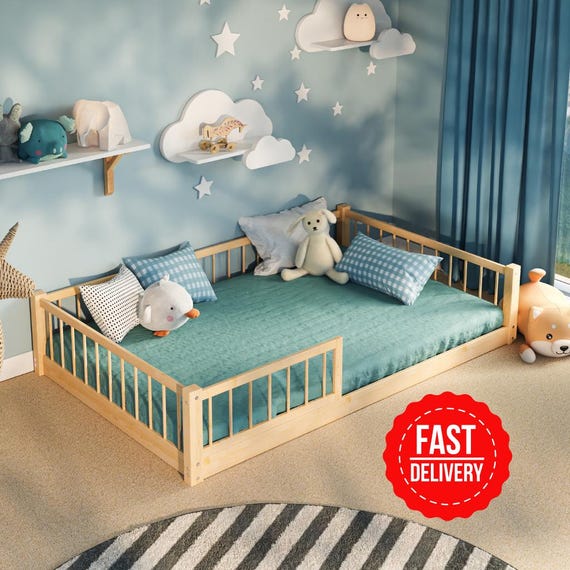 Montessori Floor Bed UK | Solid Pine Toddler Bed Frame | Single Small Double | Free Delivery