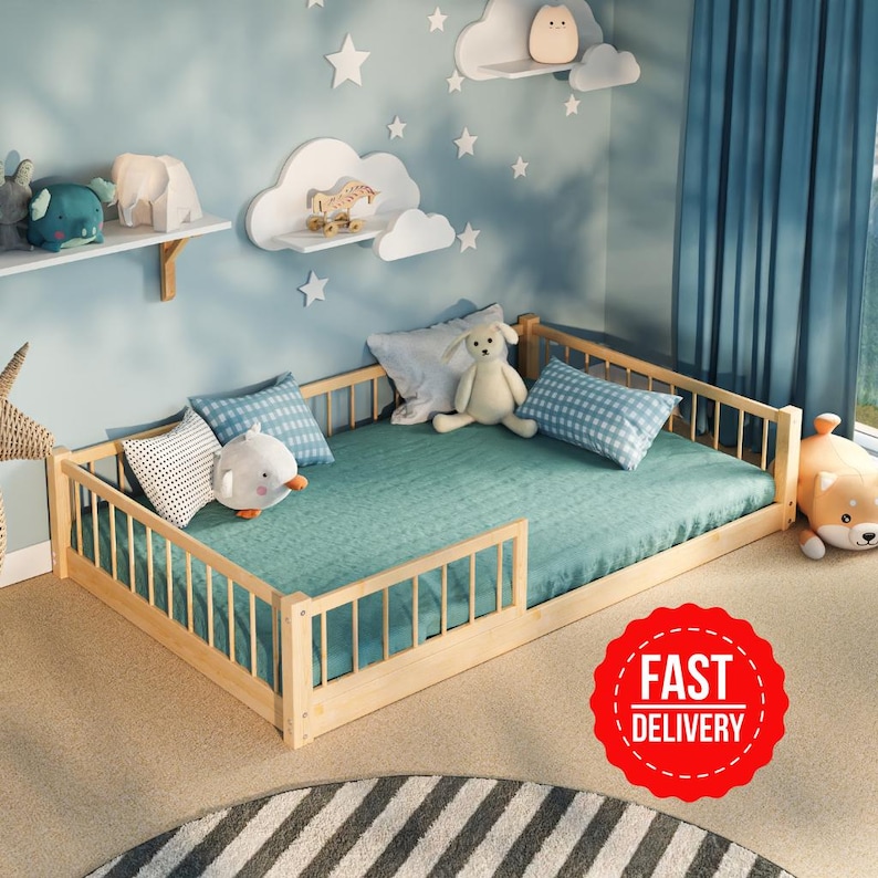 Snuglee Kids Bed - Low to the ground - Floor bed frame for toddlers - Bed with rails for safety protection - Free delivery