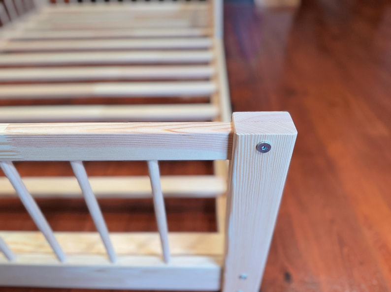 Bed with rails - Wooden bed for kids - safety protection
