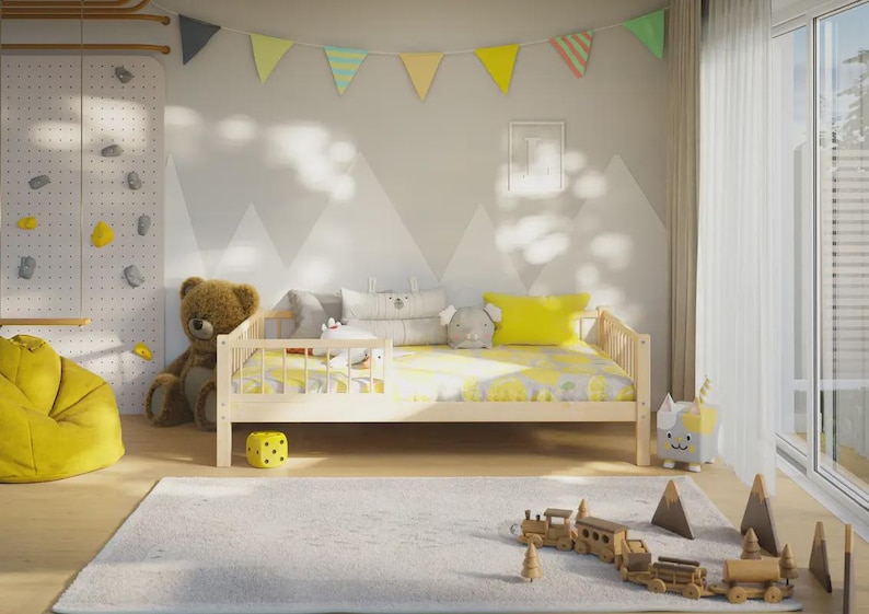 Montessori floor bed UK solid pine toddler bed