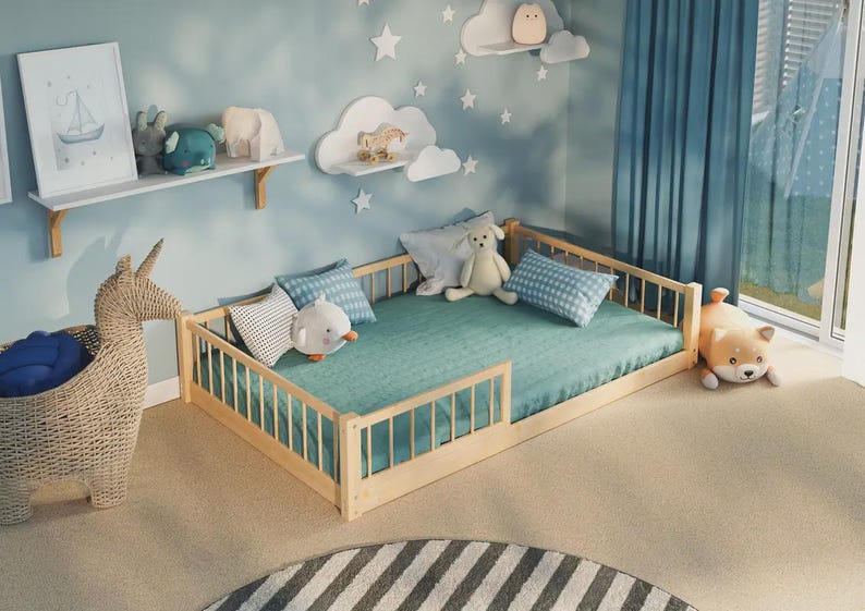 ids wooden low bed frame minimalist nursery