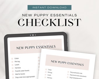 New Puppy Essentials Checklist | Minimal Printable Pet Checklist, Puppy Checklist, New Puppy