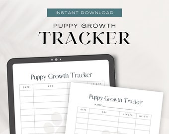 Puppy Growth Tracker | Instant Download | Minimal Printable Pet Tracker, Puppy Weight Tracker, Puppy Tracking Worksheet, New Puppy Planner