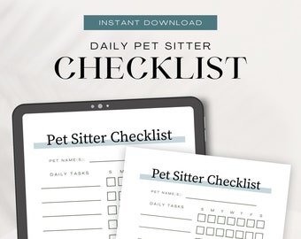 Daily Pet Sitter Checklist | Printable pet sitter checklist, instant download, dog walker checklist, dog business tool, dog sitter report