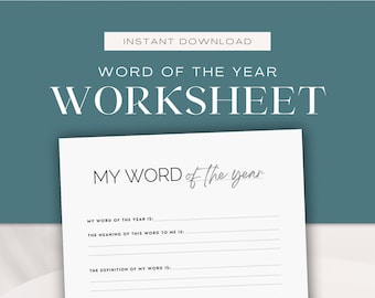 Word of the Year Printable Journal Worksheet | Instant Download | Journaling Pages, Digital Journal, Journaling Worksheets, Prompted Pages