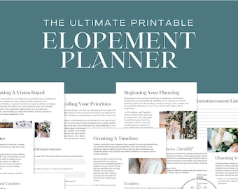 Ultimate Elopement Planner  | Instant Download Printable | Minimal Printable Eloping Planner, Eloping Checklist, Planner for Eloping