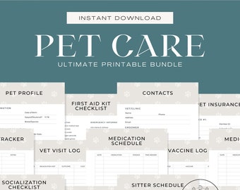 BUNDLE: Ultimate Pet Care Printable Bundle | Printable Pet Workbook, Pet Checklists, Pet Worksheets, Pet Planning, Pet Planner, Pet Binder