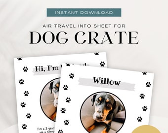 Dog Crate Air Travel Info Sheet | Cargo Dog Travel Sheet | Printable Pet Info Sheet, Editable In Canva, Pet Profile, Dog Profile