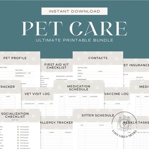 BUNDLE: Ultimate Pet Care Printable Bundle | Printable Pet Workbook, Pet Checklists, Pet Worksheets, Pet Planning, Pet Planner, Pet Binder