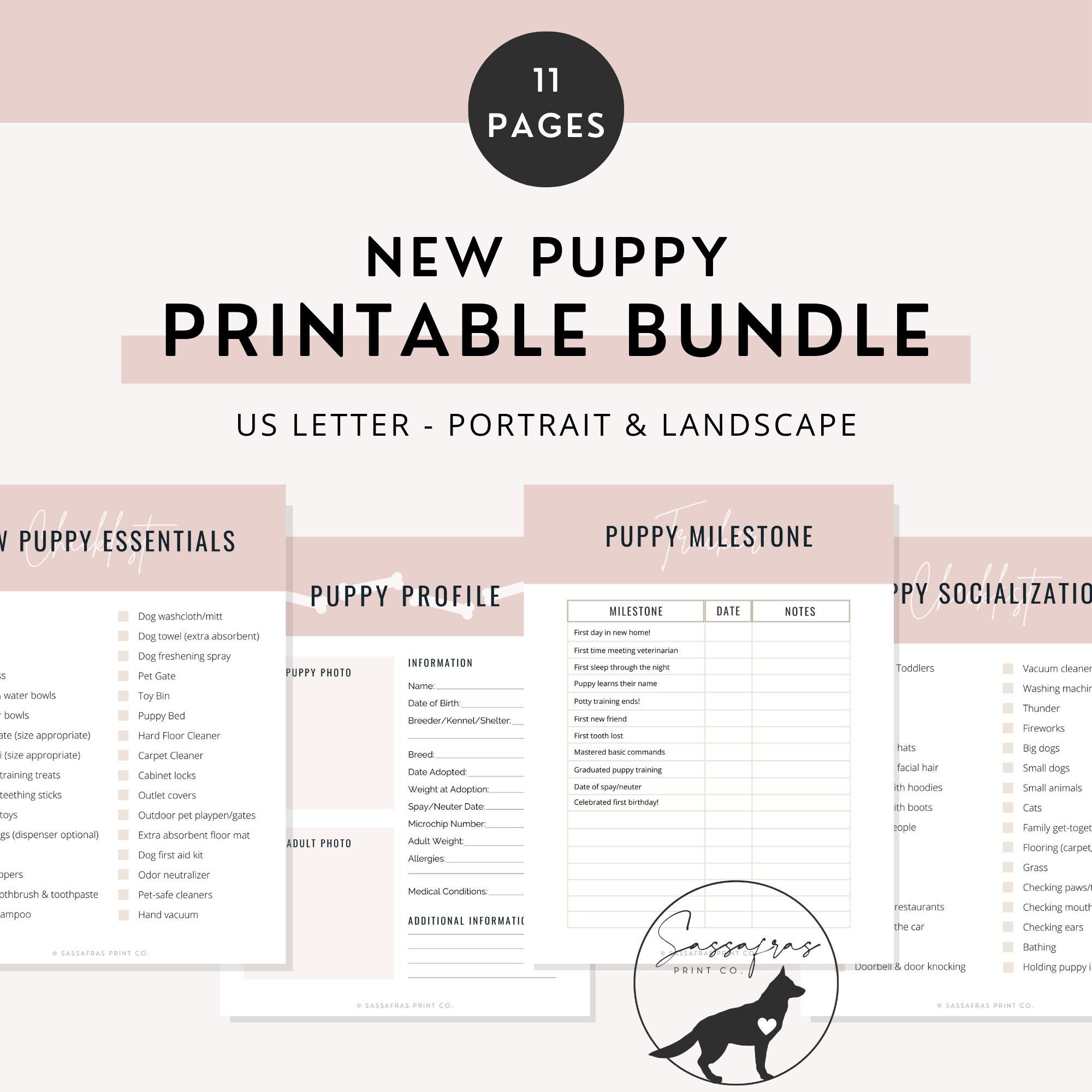 BUNDLE: New Puppy Printable Bundle Printable Pet Workbook, Puppy ...