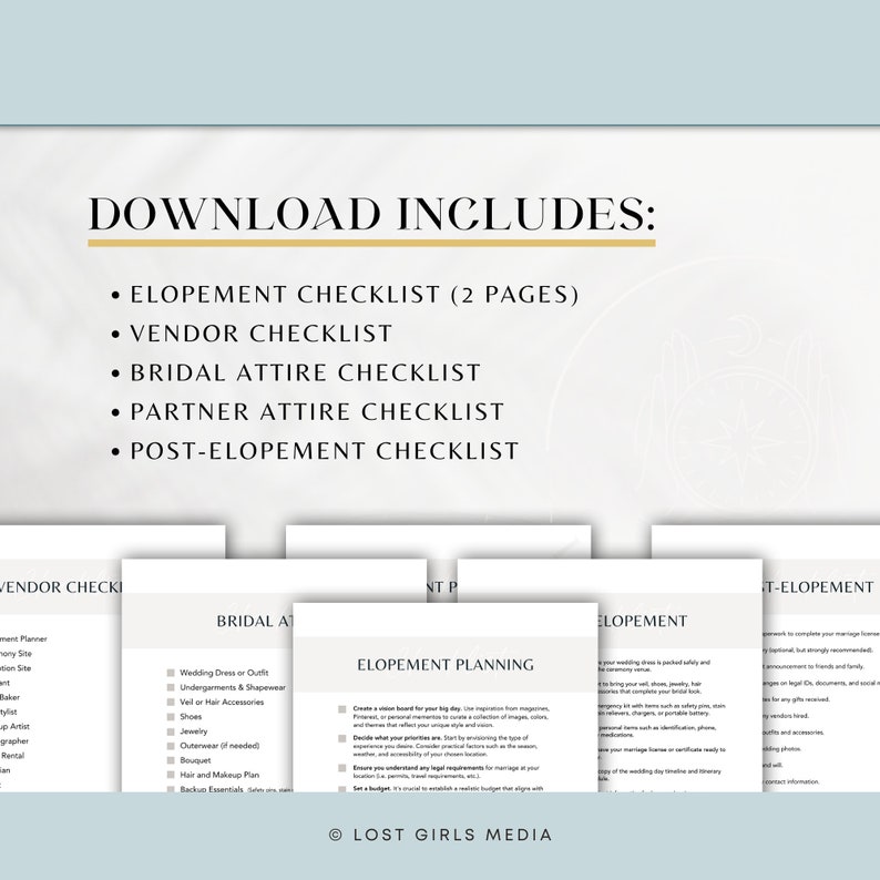 Elopement Checklist Instant Download Printable Minimal Printable Eloping Checklist, Elope Checklist, Eloping Planner image 3