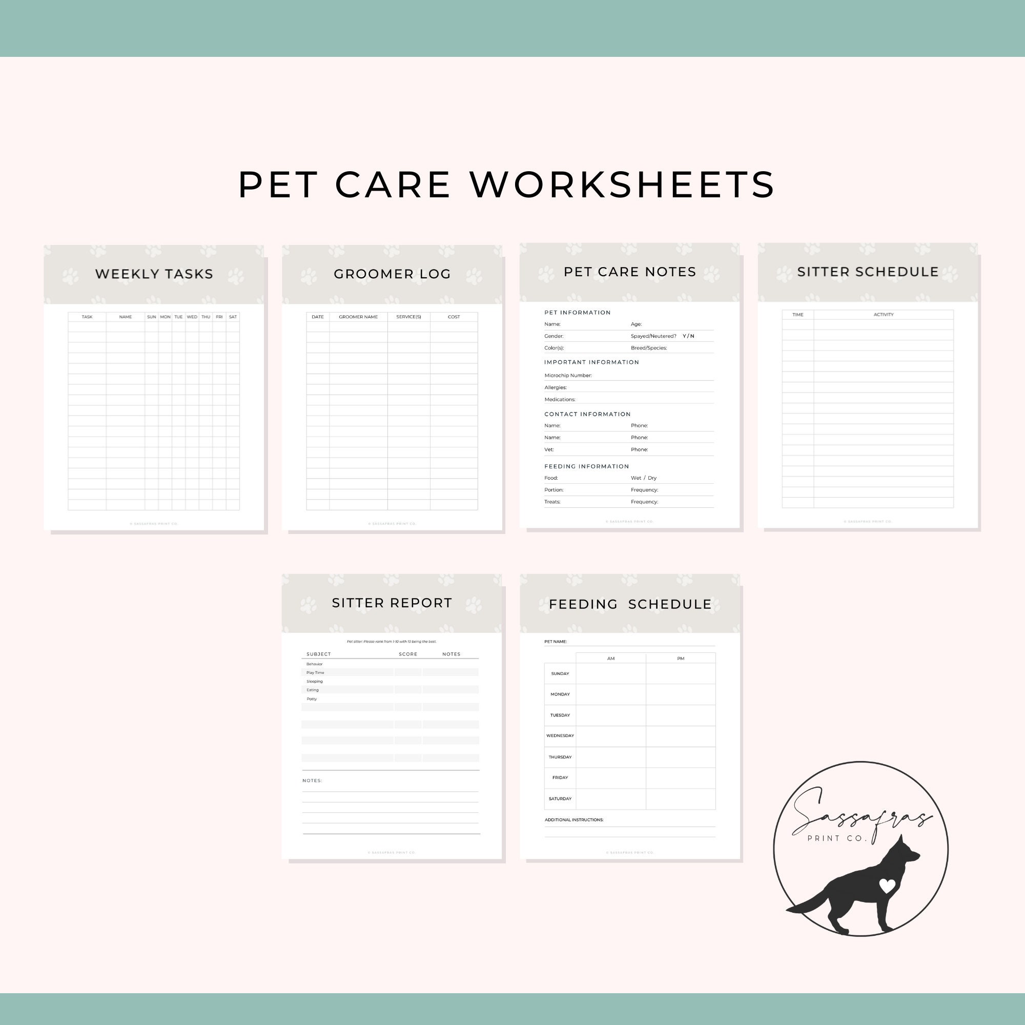 Ultimate Pet Care Printable Bundle Printable Pet Workbook Etsy
