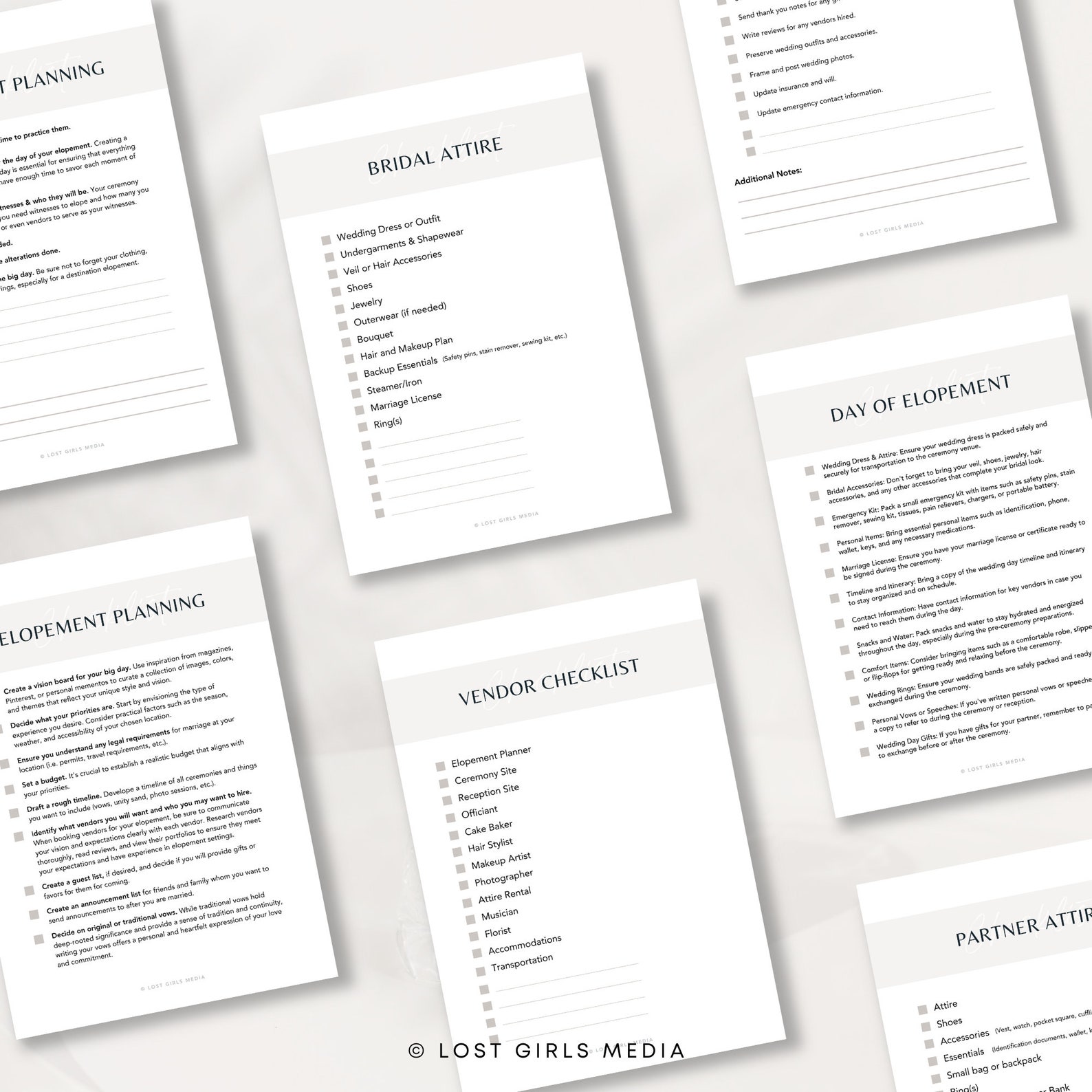 Elopement Checklist Instant Download Printable Minimal Printable ...