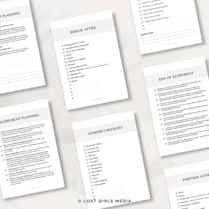 Elopement Checklist Instant Download Printable Minimal Printable Eloping Checklist, Elope Checklist, Eloping Planner image 2