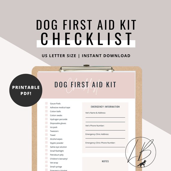 Dog First Aid Kit Checklist Etsy