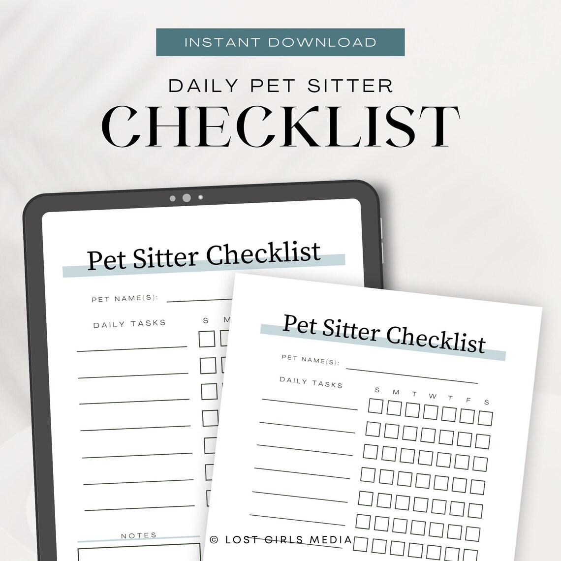 Daily Pet Sitter Checklist Printable Pet Sitter Checklist, Instant Download, Dog Walker ...