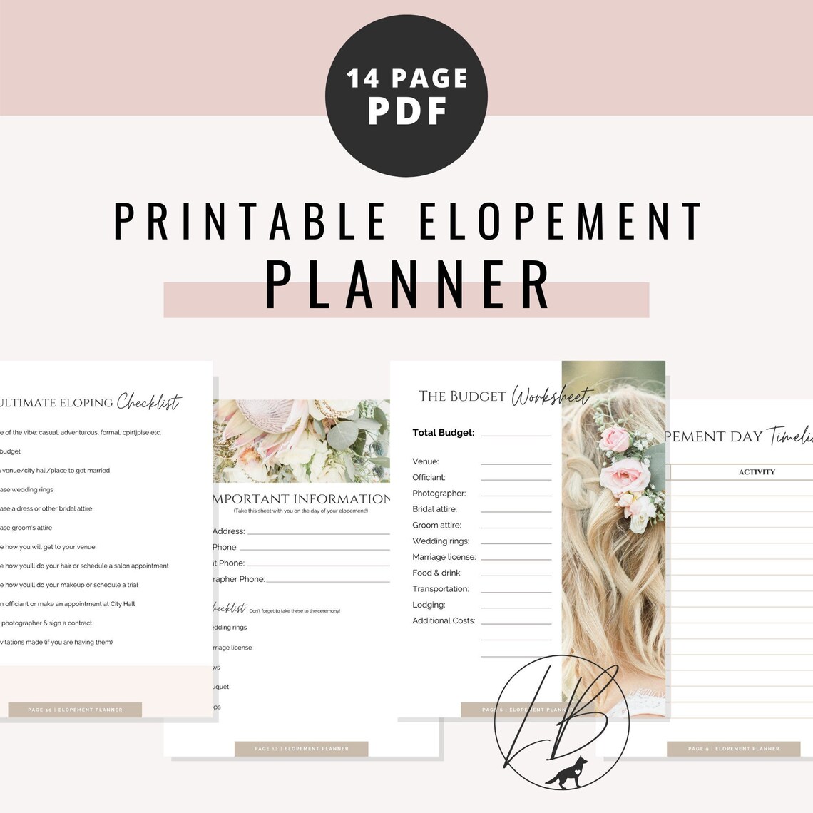 Printable Elopement Planner Minimal Printable Eloping | Etsy