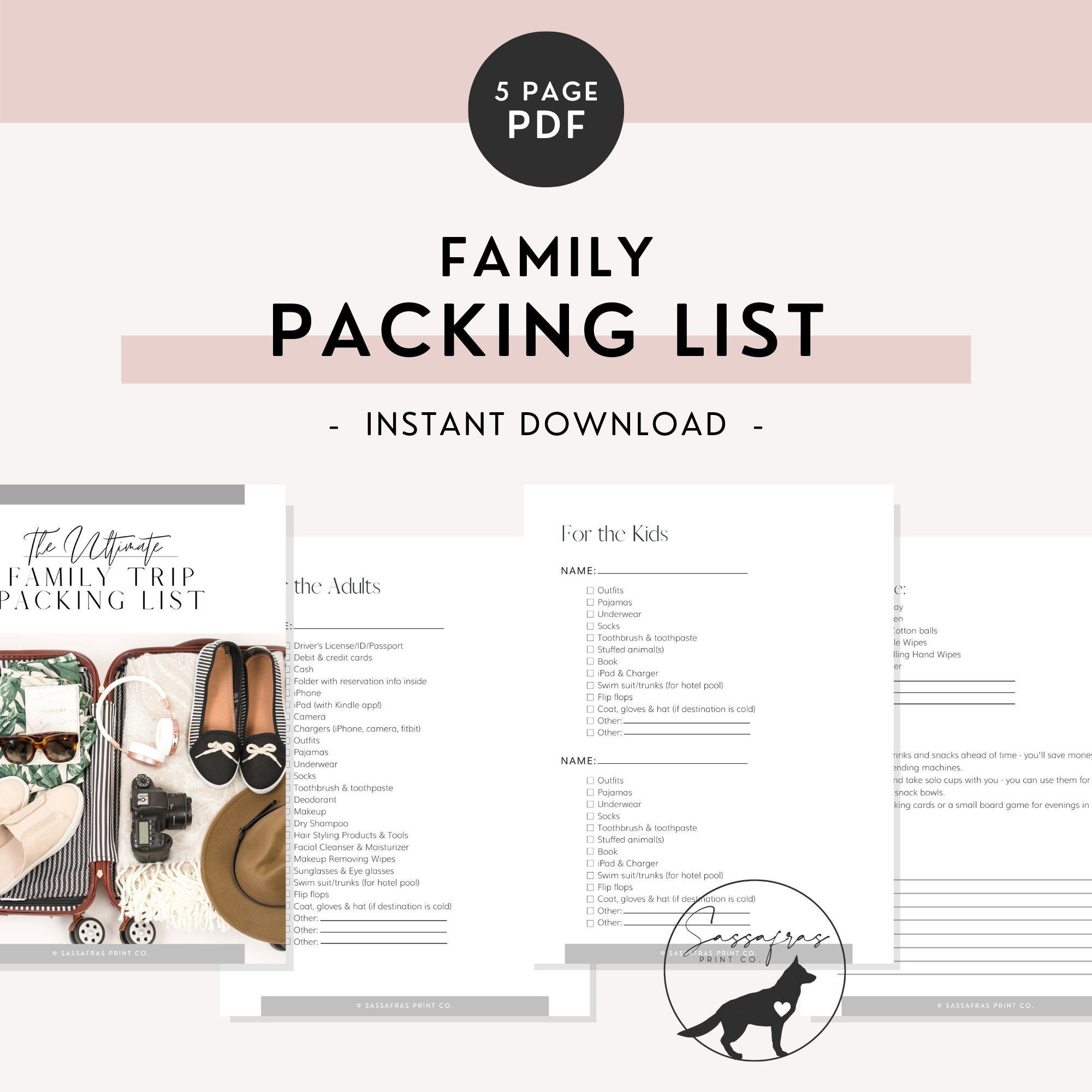 family packing list travel packing list printable etsy ireland