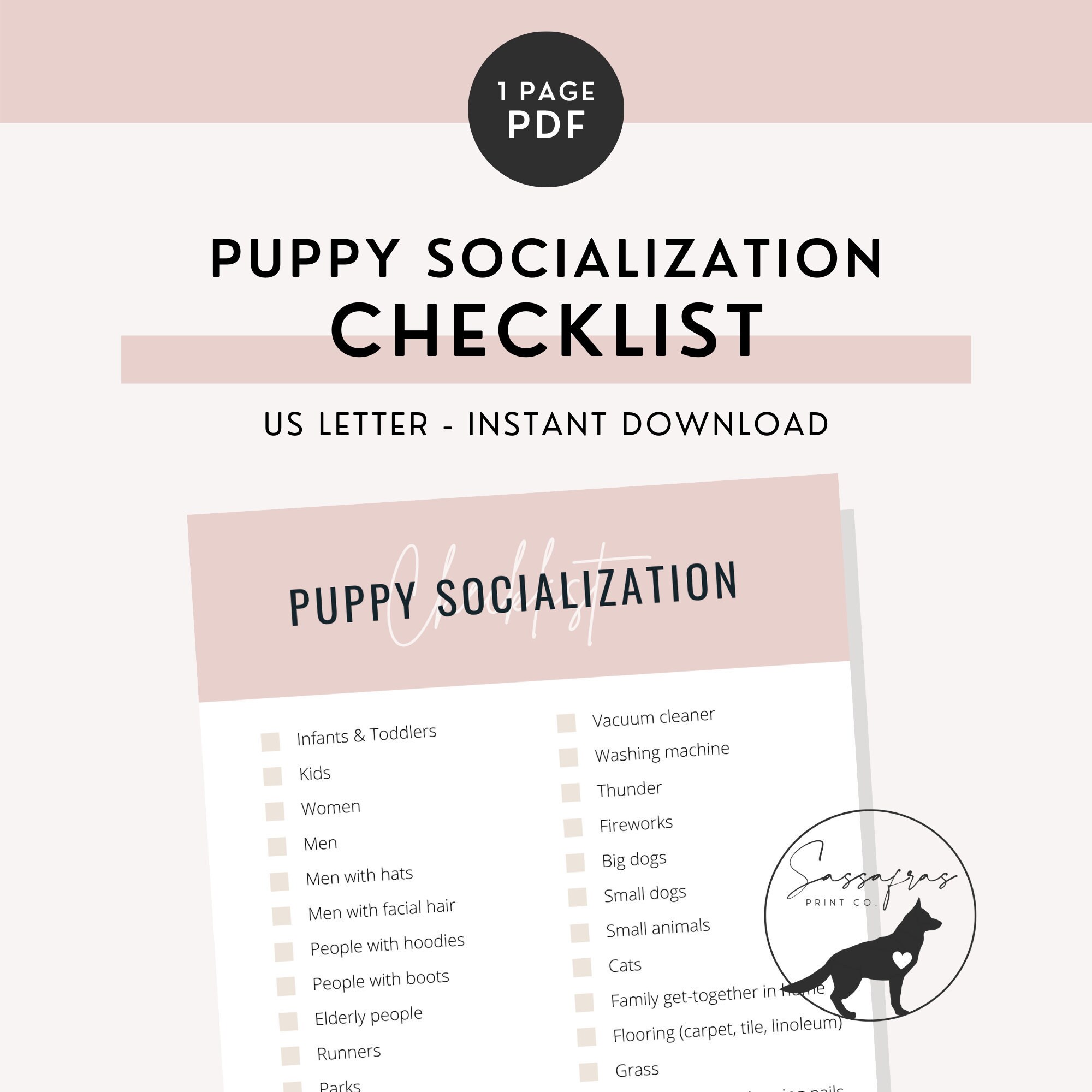 Puppy Socialization Checklist Instant Download Minimal Etsy