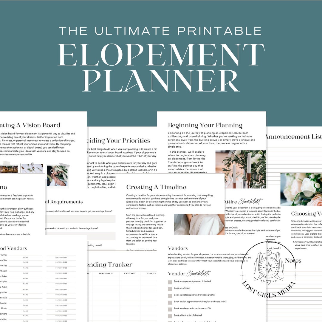 Ultimate Elopement Planner Instant Download Printable Minimal Printable ...
