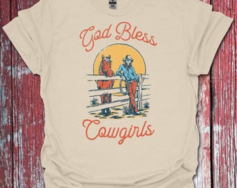Cowgirl God Bless T-Shirt: Western Horse Rider Fashion