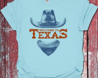 Cowboy Cowgirl T-shirt | Welcome To Texas Design | Stylish Comfortable Tee for Men & Women