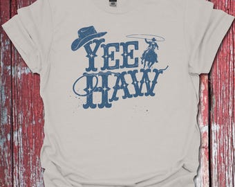 Cowboy Cowgirl T-Shirt | Yeehaw Designer Tee | Cowboy Hat & Horse Rider Apparel | Unique Western Style