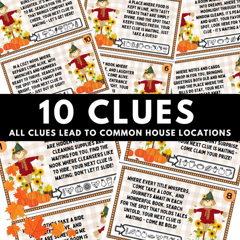 Scarecrow Scavenger Hunt for Kids, Indoor Printable Game, Riddles ...