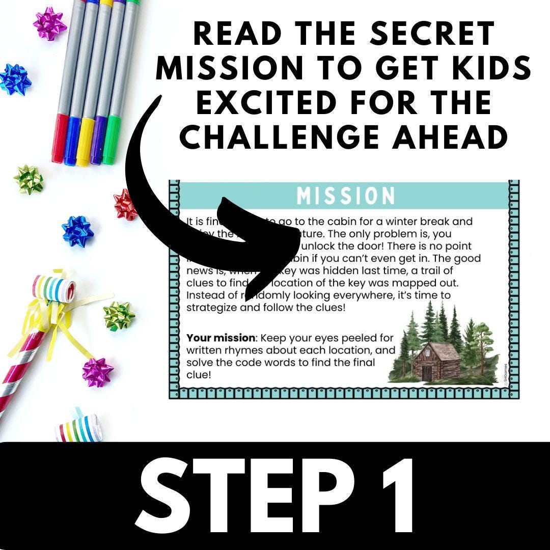 Winter Cabin Scavenger Hunt for Kids, Indoor Printable Game, Riddles ...