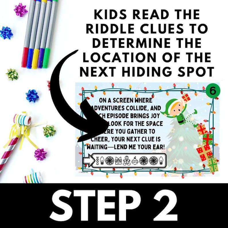 Christmas Elves Scavenger Hunt for Kids, Indoor Printable Game, Riddles ...