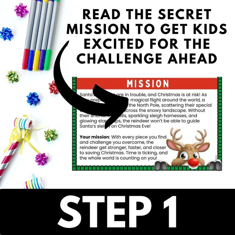 Christmas Reindeer Scavenger Hunt for Kids, Indoor Printable Game ...