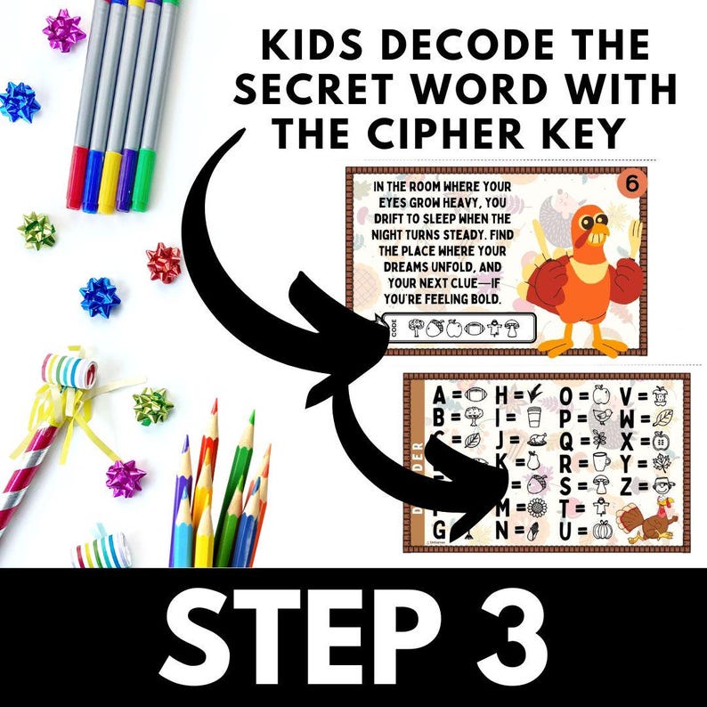 Turkey Cipher Thanksgiving Parade Scavenger Hunt for Kids, Indoor Printable Game ...