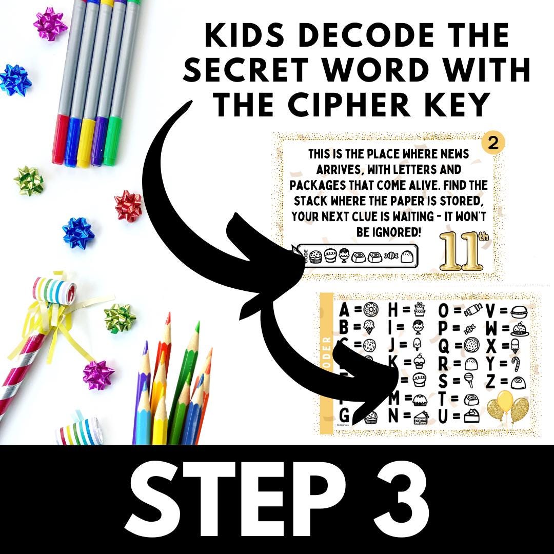 Girls 11th Birthday Scavenger Hunt for Kids, Indoor Printable Game ...