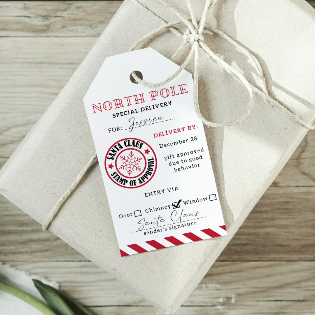 Printable North Pole Special Delivery Tag Template, Editable Santa Gift ...