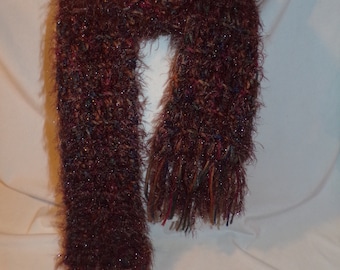 Womens Brown and Multi Color with Tassel Scarf