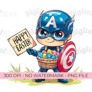 Supereroe di Pasqua PNG, Supereroe Marvel di Pasqua PNG, Capitan Marvel Cartone Animato di Pasqua, Clipart di Capitan America, Clipart di Avengers, Alta Qualità