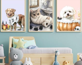Halloween Benutzerdefinierte Haustier Porträt, personalisierte Haustier Geschenk, Hunde Porträt, Katzenmalerei, gemaltes Haustier Porträt, Porträt vom Foto, Erinnerungsgeschenk