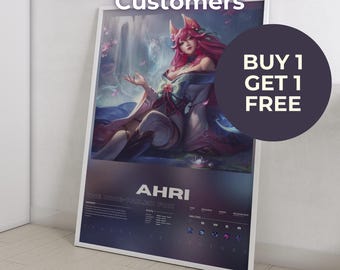 League of Legends Ahri Poster | Buy 1 Get 1 Free (Poster) | League of Legends custom poster – League of Legends Gift  - Gaming Room Decor
