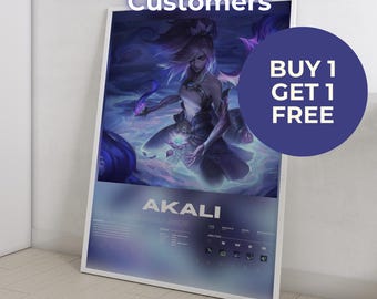 League of Legends Akali Poster | Buy 1 Get 1 Free (Poster) | League of Legends custom poster – League of Legends Gift - Gaming Room Decor