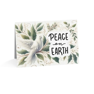 Peace On Earth Christmas Dove Watercolor Card: Holiday Greeting