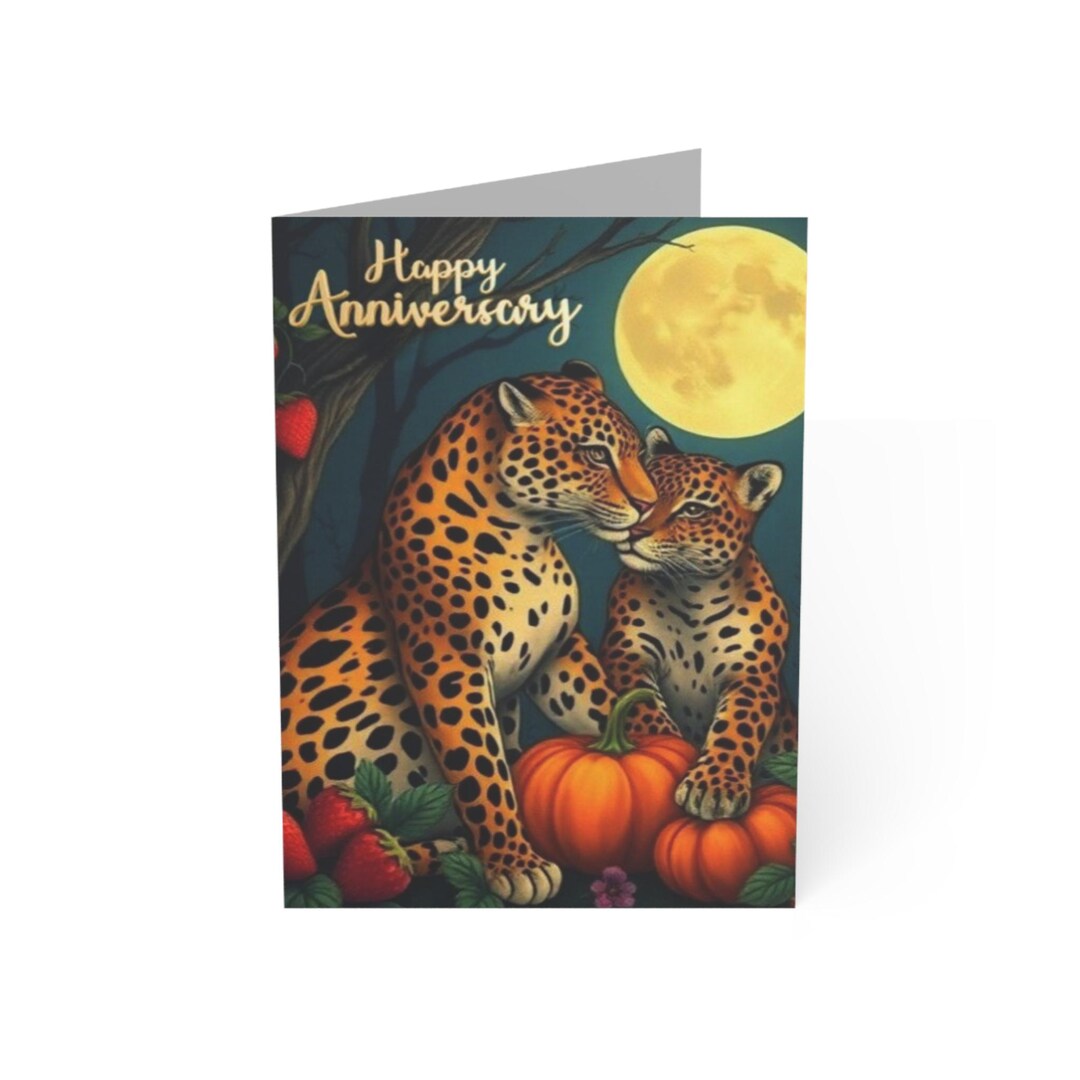Watercolor Cheeta Happy Anniversary Card, Wildlife Lover Gift, Cheetah ...