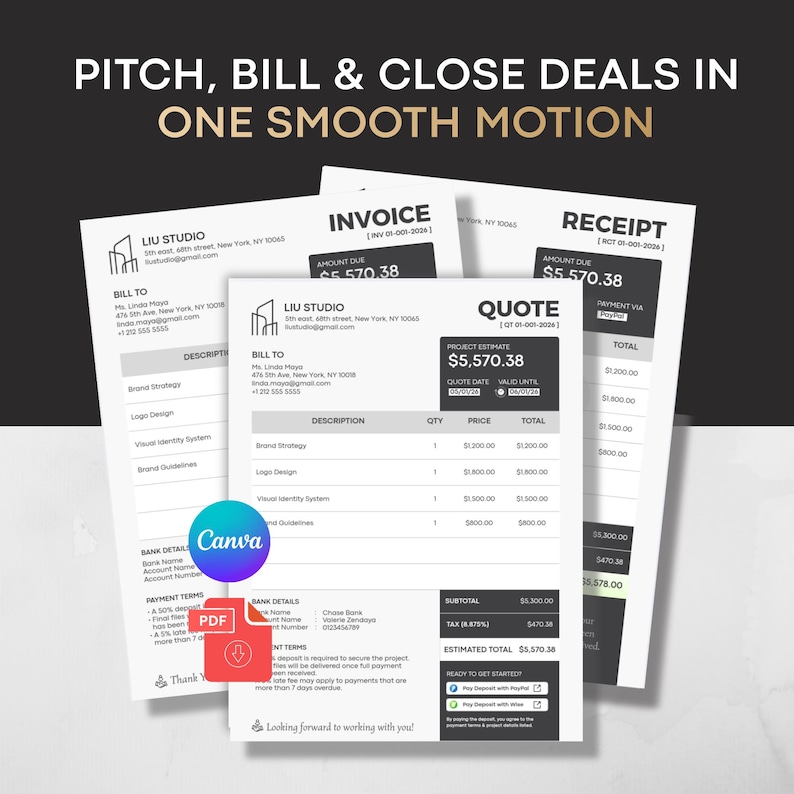 Invoice, Quote, Receipt Canva Templates | Small Business Complete ...
