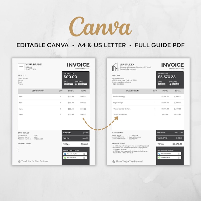Invoice, Quote, Receipt Canva Templates | Small Business Complete ...