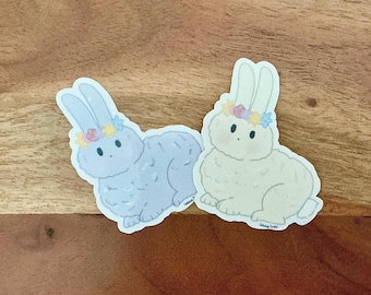 Cute Animal Sticker Bunny Flower Sticker Gift for Halloween Laptop Sticker Waterproof Sticker for Bottle Cute Vinyl Sticker Rabbit Lover